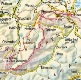 Abgrenzung der Landschaft "Allgäuer Kalkalpen" (1100)