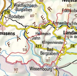 Abgrenzung der Landschaft "Dahner Felsenland" (17100)