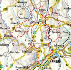 Abgrenzung der Landschaft "Bitburger Gutland" (26101)