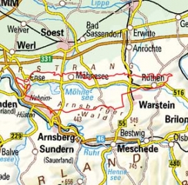 Abgrenzung der Landschaft "Arnsberger Wald" (33401)