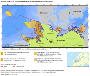 Karte Marine Natura 2000-Gebiete in der deutschen Nord- und Ostsee
