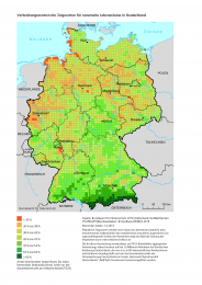Karte Verbreitungszentren der Zeigerarten für naturnahe Lebensräume in Deutschland