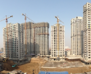 Bau von Hochhäusern in China