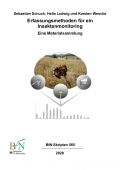 Vom Insekt über die Erfassung zur Statistik: Esparsetten-Widderchen auf Blüte im Grasland; Illustration dreier Erfassungsmethoden (Kescher, Farbschale und Malaisefalle); schematische Darstellung einer Häufigkeitsverteilung als Balkendiagramm 