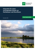 Cover des Positionspapiers Eckpunkte für einen vorsorgenden Schutz vor Hochwasser und Sturzfluten mit Flusslandschaft 
