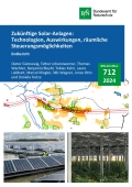 Cover von BfN-Schriften 712; Titelbild: oben: Ergebnis einer Potenzialstudie (Bosch & Partner GmbH); unten links: Bau einer schwimmenden PV-Anlage (© Paul-Langrock.de, BayWa r.e.); unten rechts: Agri-PV über Beerenobst (Bosch & Partner GmbH)
