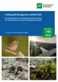Cover von BfN-Schriften 744; Titelbild: links oben: Wiesenpieper (Anthus pratensis) (C. Unger), links unten: Chaenotheca ferruginea (T. Heidelk), rechts oben: Auenlandschaft (R. Braitsch), rechts unten: Orthotrichum pulchellum (T. Heidelk)
