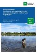 Cover von BfN-Schriften 777; Titelbild: Projektmitarbeiter Tim Königsberger bei der Probenahme von Wirbellosen (Makrozoobenthos) in der Oder bei Lebus im September 2023 (Foto: R. Rössl)