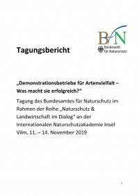 Cover Tagungsbericht „Demonstrationsbetriebe für Artenvielfalt – Was macht sie erfolgreich?“