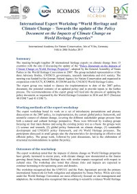 Cover International Expert Workshop “World Heritage and Climate Change