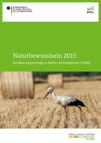 Cover der Studie Naturbewusstsein 2015 mit einem Storch