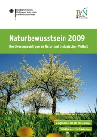 Cover der Broschüre Naturbewusstsein 2009 mit blühenden Bäumen