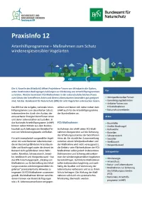 Cover Praxisinfo 12 : Artenhilfsprogramme – Maßnahmen zum Schutz windenergiesensibler Vogelarten