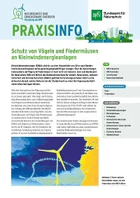 Cover Praxisinfo 4: Schutz von Vögeln und Fledermäusen an Kleinwindenergieanlagen