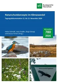 Cover von BfN-Schriften 780; Titelbild: Oben links: Eisvogel ; Oben rechts.: Hochmoor ; Unten links: Orchideenwiese ; Unten rechts: Naturschutzgebiet-Schild mit Hirschkäfer (© Robin Schütz)