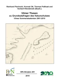 Publikation "Vilmer Thesen zu Grundsatzfragen des Naturschutzes"