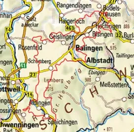 Abgrenzung der Landschaft "Südwestliches (Schwäbisches) Albvorland" (10001)