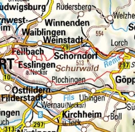 Abgrenzung der Landschaft "Schurwald" (10701) Abgrenzung der Landschaft "Schurwald" (10701)