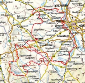 Abgrenzung der Landschaft "Südwestliches Mittelfränkisches Becken" (11300)