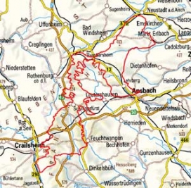 Abgrenzung der Landschaft "Frankenhöhe" (11400)