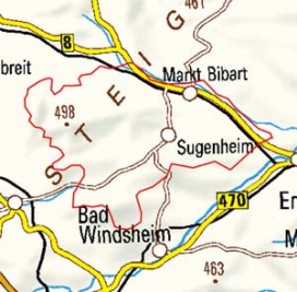 Abgrenzung der Landschaft "Vorderer Steigerwald" (11501) Abgrenzung der Landschaft "Vorderer Steigerwald" (11501)