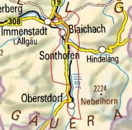 Abgrenzung der Landschaft "Oberstdorfer Illertal" (1200) Abgrenzung der Landschaft "Oberstdorfer Illertal" (1200)
