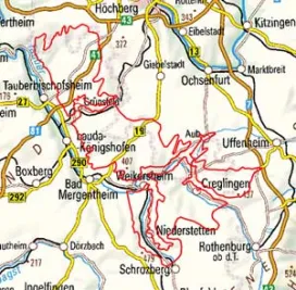Abgrenzung der Landschaft "Östliches Tauberland" (12901)