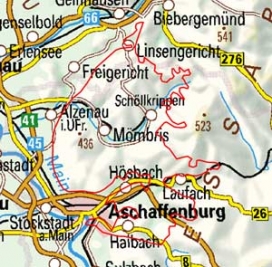 Abgrenzung der Landschaft "Vorderer Spessart" (14200) Abgrenzung der Landschaft "Vorderer Spessart" (14200)