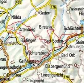 Abgrenzung der Landschaft "Büdinger Wald" (14300)