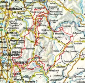 Abgrenzung der Landschaft "Sandsteinodenwald" (14401)