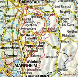 Abgrenzung der Landschaft "Vorderer Odenwald" (14501)