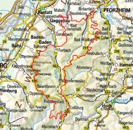 Abgrenzung der Landschaft "Grindenschwarzwald und Enzhöhen" (15100)