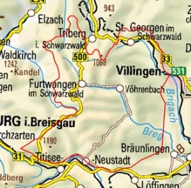 Abgrenzung der Landschaft "Mittlere Schwarzwald Ostabdachung" (15401) Abgrenzung der Landschaft "Mittlere Schwarzwald Ostabdachung" (15401)