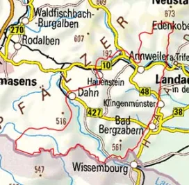 Abgrenzung der Landschaft "Dahner Felsenland" (17100)