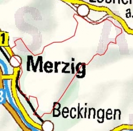 Abgrenzung der Landschaft "Merziger Muschelkalkplatte" (18201) Abgrenzung der Landschaft "Merziger Muschelkalkplatte" (18201)