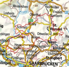 Abgrenzung der Landschaft "Prims-Blies-Hügelland" (19001)