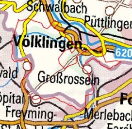 Abgrenzung der Landschaft "Warndt und Bisttalweitung" (19104)