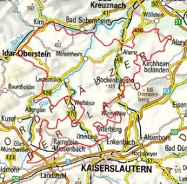 Abgrenzung der Landschaft "Pfälzer Bergland" (19301)