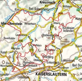Abgrenzung der Landschaft "Pfälzer Bergland" (19301)