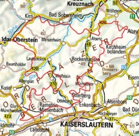 Abgrenzung der Landschaft "Pfälzer Bergland" (19301) Abgrenzung der Landschaft "Pfälzer Bergland" (19301)