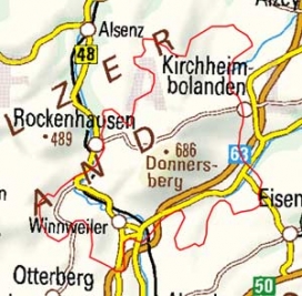 Abgrenzung der Landschaft "Donnersberg" (19303) Abgrenzung der Landschaft "Donnersberg" (19303)