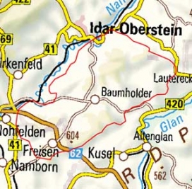 Abgrenzung der Landschaft "Baumholder Hochland" (19402)