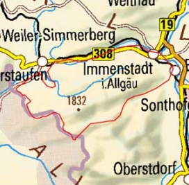 Abgrenzung der Landschaft "Allgäuer Schichtkämme" (2000)