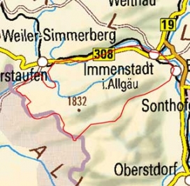 Abgrenzung der Landschaft "Allgäuer Schichtkämme" (2000) Abgrenzung der Landschaft "Allgäuer Schichtkämme" (2000)