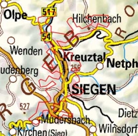 Abgrenzung der Landschaft "Siegen-Kreuztal" (203) Abgrenzung der Landschaft "Siegen-Kreuztal" (203)