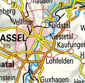 Abgrenzung der Landschaft "Kassel" (205) Abgrenzung der Landschaft "Kassel" (205)