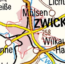 Abgrenzung der Landschaft "Zwickau" (216) Abgrenzung der Landschaft "Zwickau" (216)