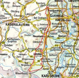 Abgrenzung der Landschaft "Haardtrand - Weinstrasse" (22000)