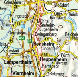 Abgrenzung der Landschaft "Bergstrasse" (22601)
