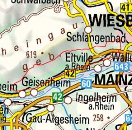 Abgrenzung der Landschaft "Rheingau" (23600)